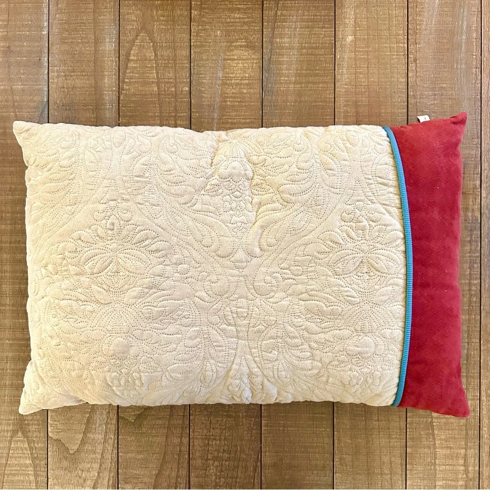 Southwest Embroidered Tapestry Aztec‎ Throw Pillow Quilted Dark Red Blue 24x16